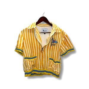 Mens Tombolo Cabana Striped Yellow Shirt Medium